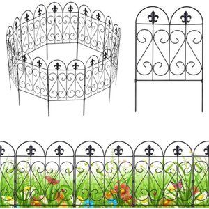 Garden Fence Animal Barrier Decorative Fencing 24 in x 10ft, Black – 10 Pieces